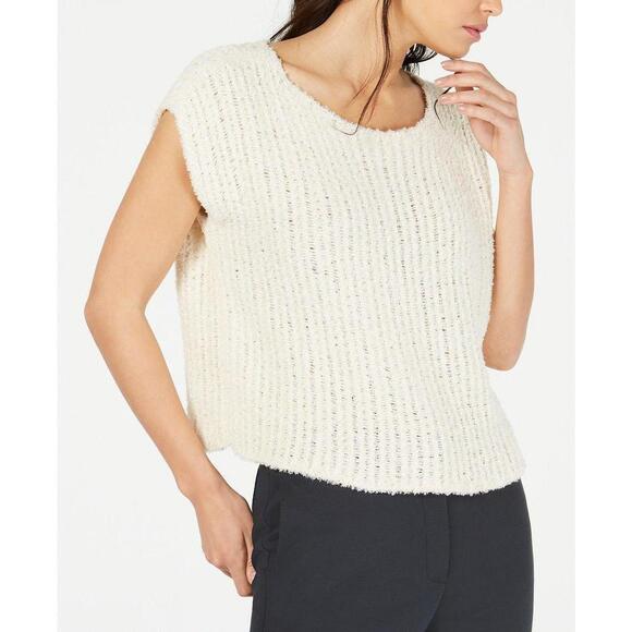 Eileen Fisher Organic Cotton Cropped Textured Sweater - Picture 1 of 6